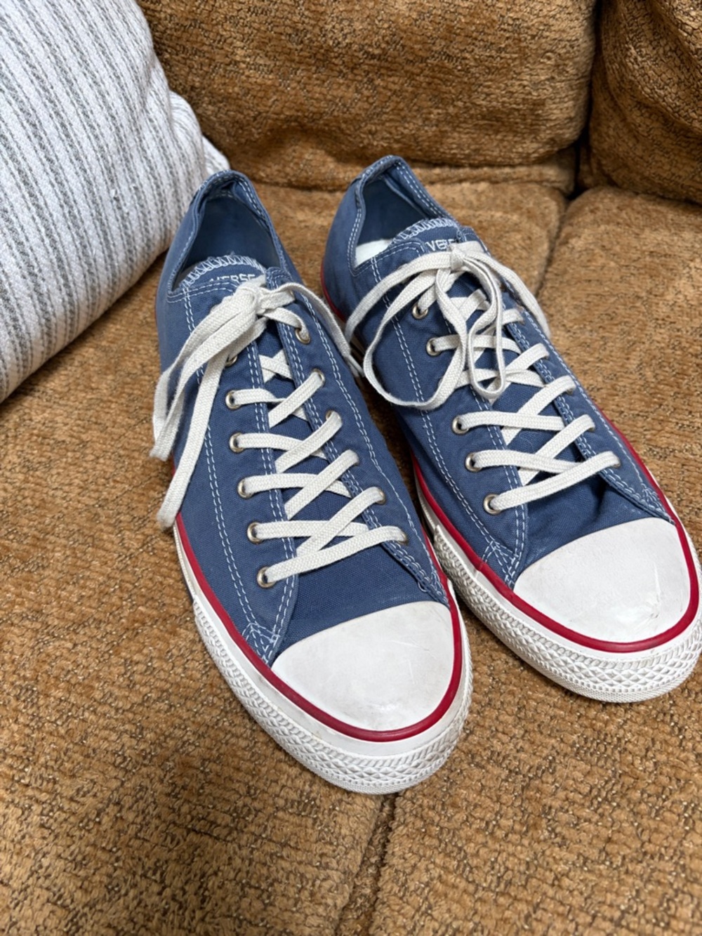 Converse Low-Top Sneakers in Navy with White and Red Trim